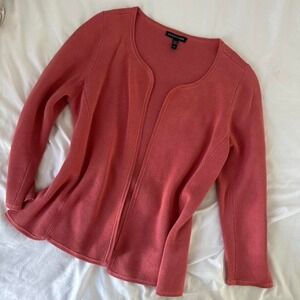 Eileen Fisher Silk Cotton Blend Open Front Cardigan Size Small Petite